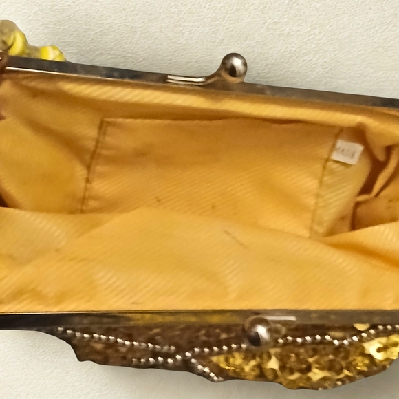 Vintage Gold and Silver Clutch Bag with Beaded Strap - Picture 7 of 8